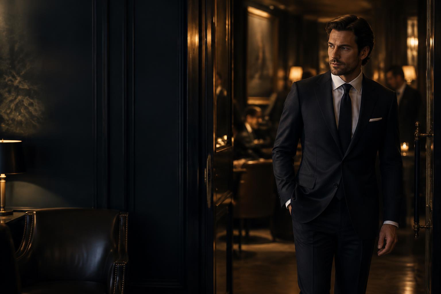 A confident man entering a private members club